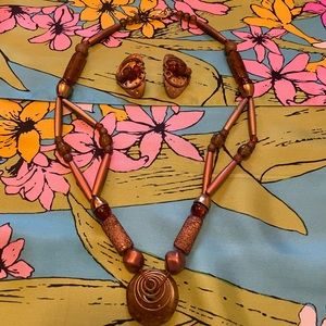 Vintage Matching Statement Earrings and Necklace